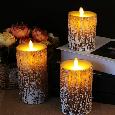 Κεριά LED 3 τεμαχίων - Κεριά μπαταρίας, Κεριά στήλης Μπαταρία Λειτουργία με τηλεχειριστήριο και χρονοδιακόπτη - Pine Tree