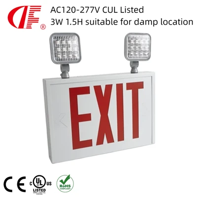 UL Listed Steel LED Exit Emergency Light Combo με εφεδρική μπαταρία, ονομαστική θέση υγρασίας